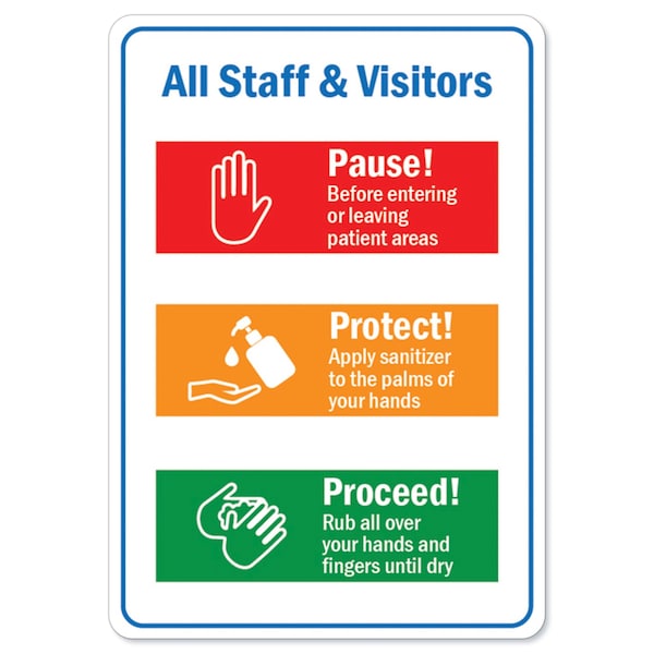Safety Sign, OSHA Notice, 7" Height, 10" Width, Aluminum, All Staff & Visitors